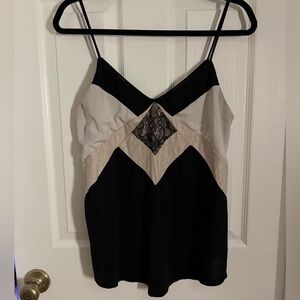Express Black and Cream Tank with lace design